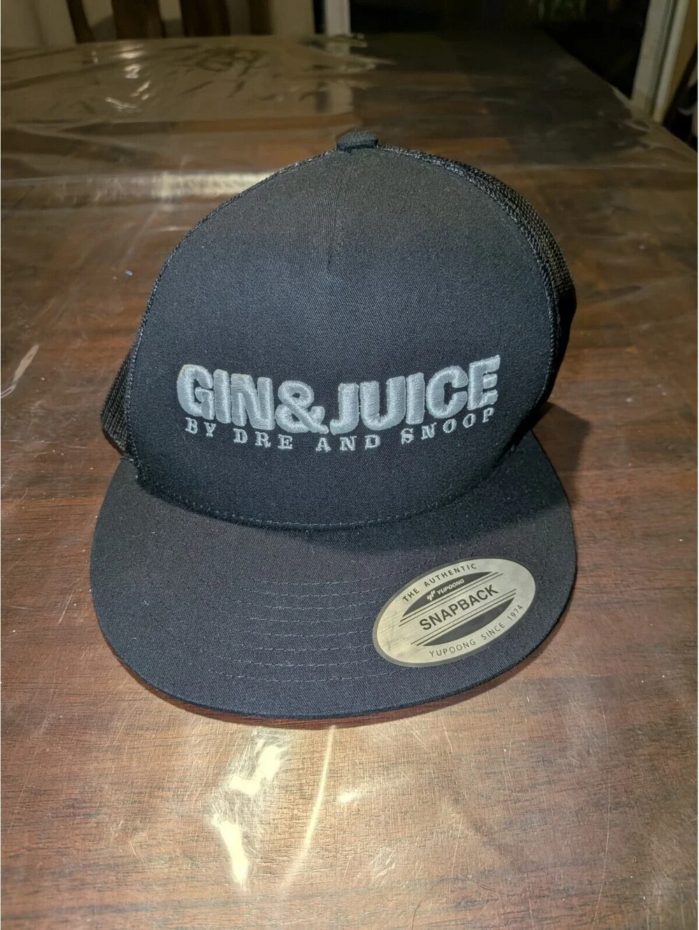 Dre And Snoop Gin & Juice Black Hat Hip Hop Snapback Hat Parental Advisory Music